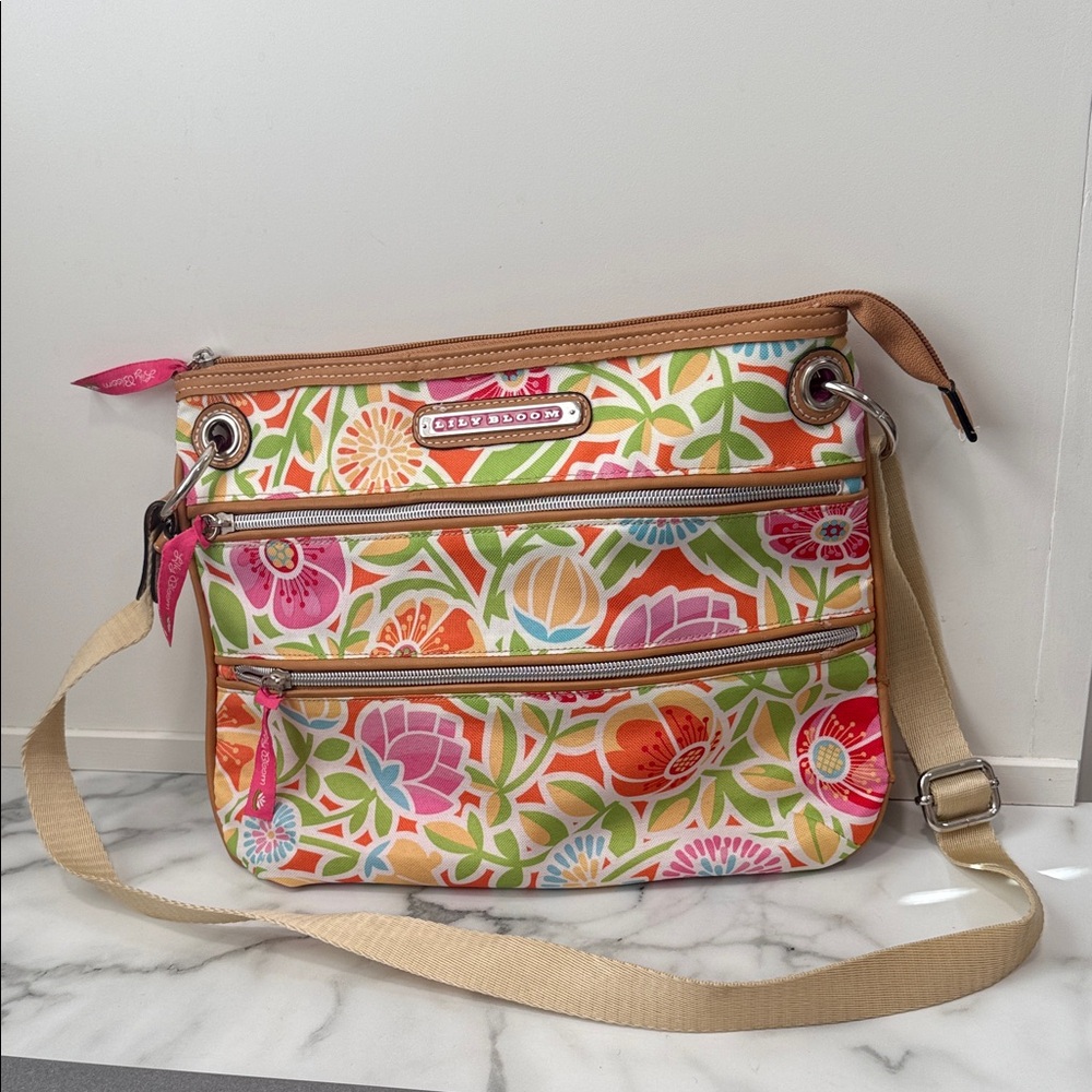Lily Bloom Triple Zip Floral Crossbody Purse - Picture 2 of 11